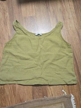 Linenfox Olive Green Linen Tank